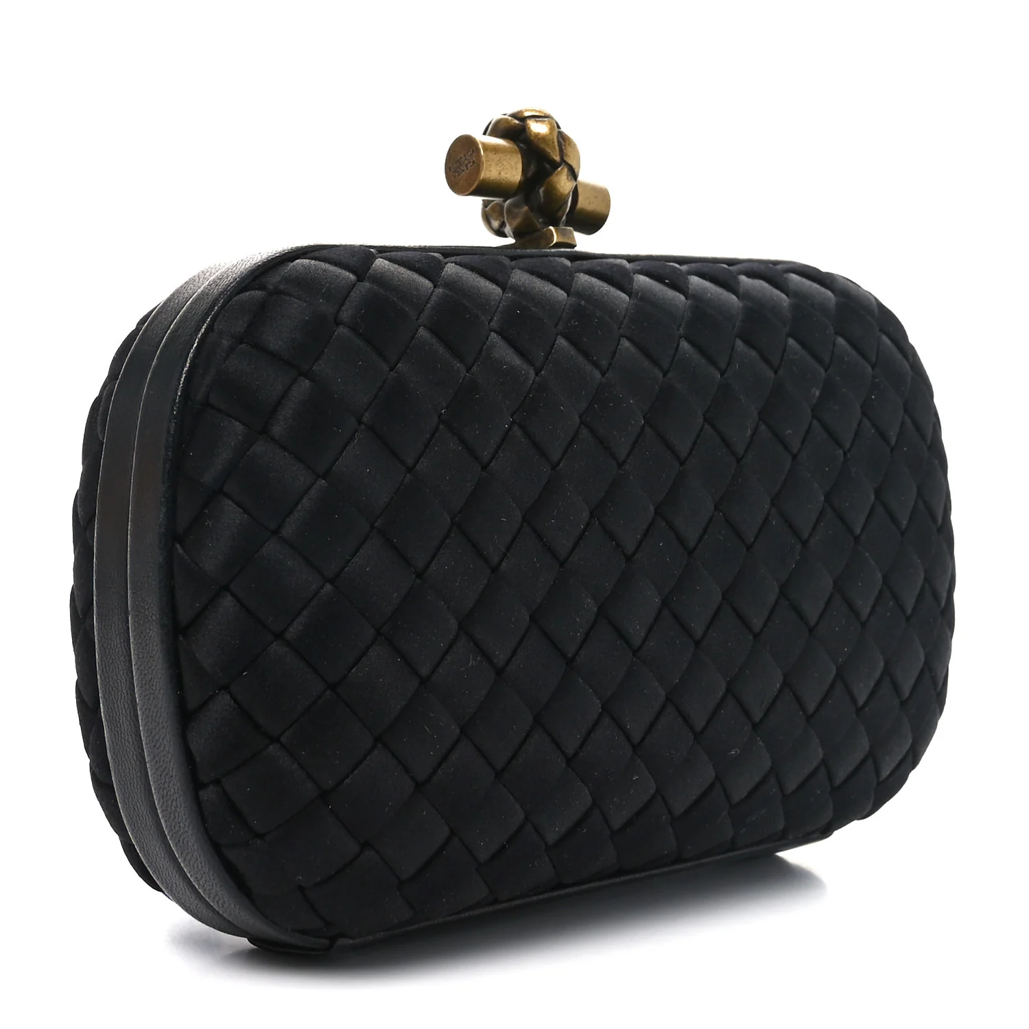 Satin Intreccio Impero Knot Clutch Black - Top Club