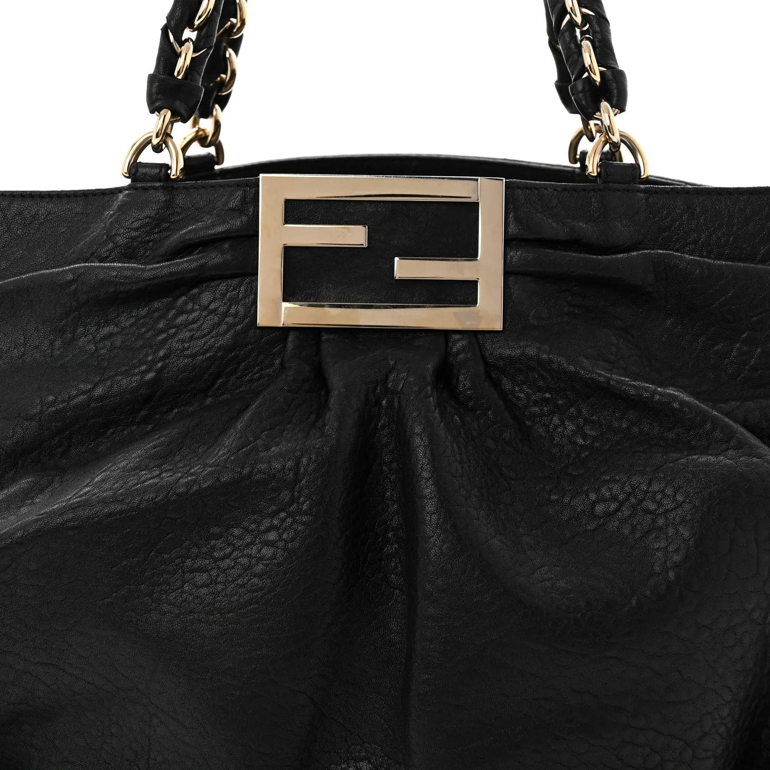 Crinkled Lambskin Mia Tote Black - Top Club