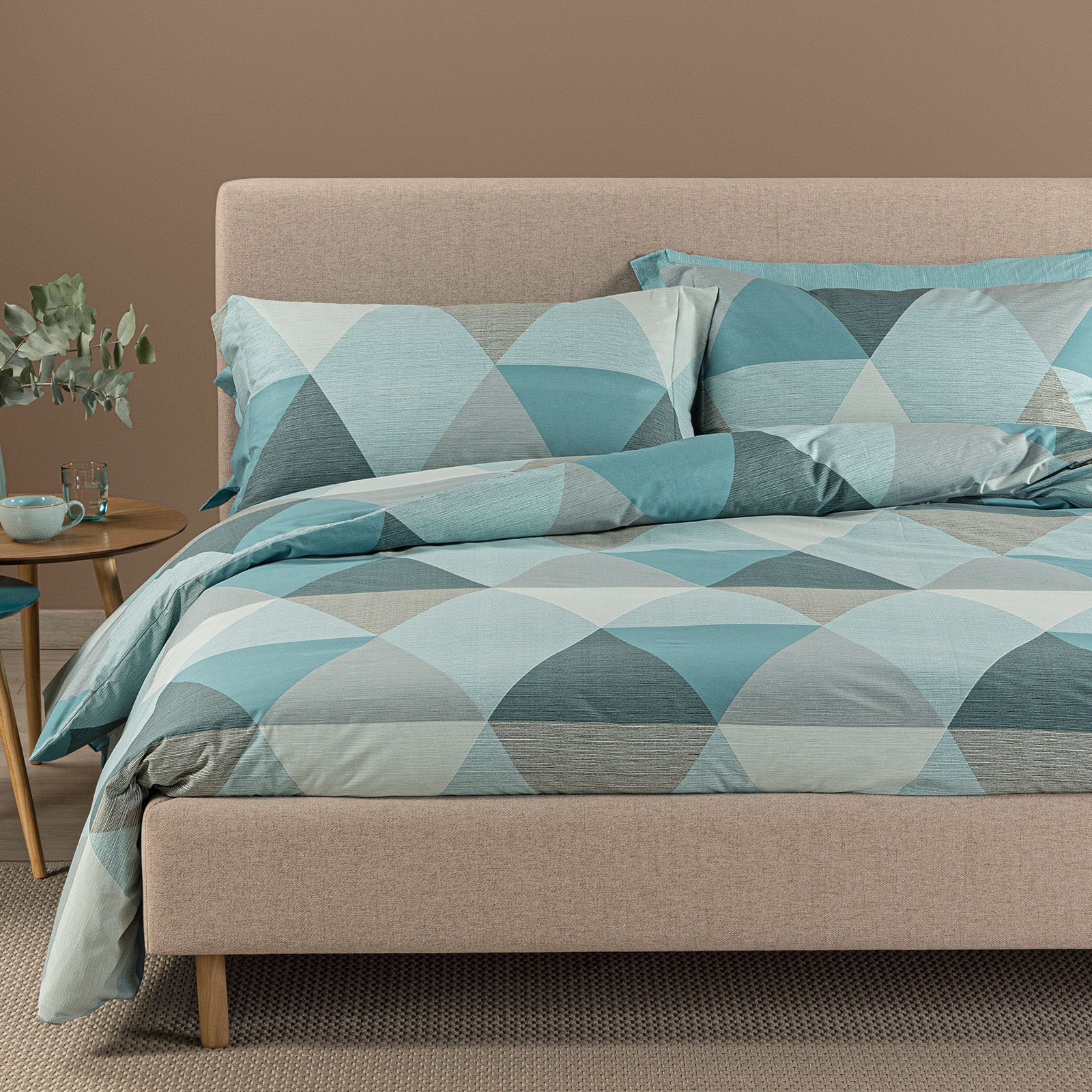 Completo Copripiumino In Cotone Londra Singolo Anice Caleffi