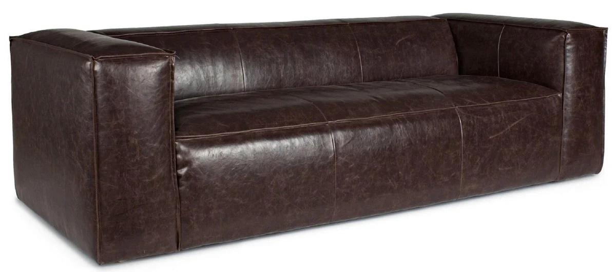 Luxury faux leather sofa dark brown 224 x 99 x H. 67.5 cm - living room sofa - living room furniture - faux leather furniture - luxury furniture - luxury furnishings