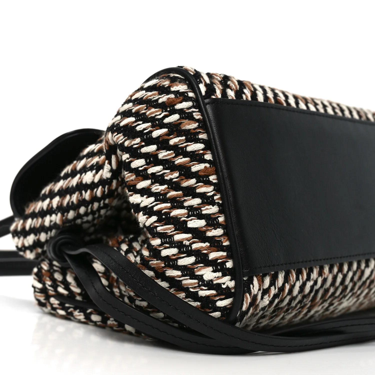 Tweed Calfskin Urban Essentials Small Shopping Bag Black Multicolor - Top Club