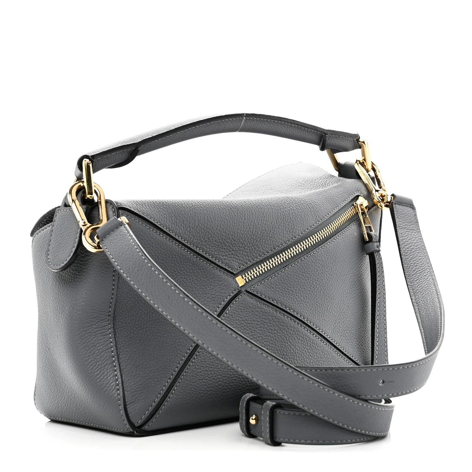 Soft Grained Calfskin Small Puzzle Bag Asphalt Grey - Top Club