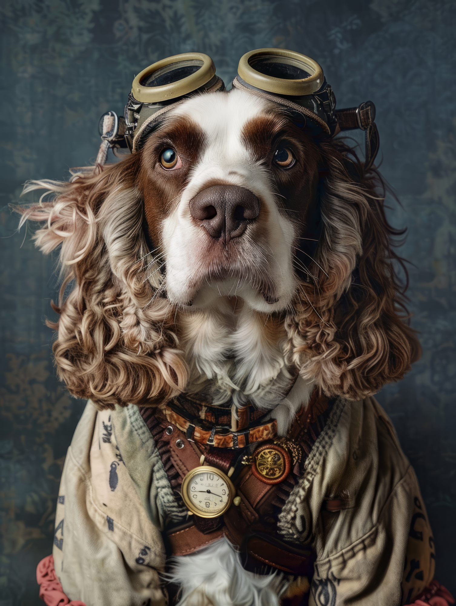 Canvas schilderij van een Clumber Spaniel 100x200 cm