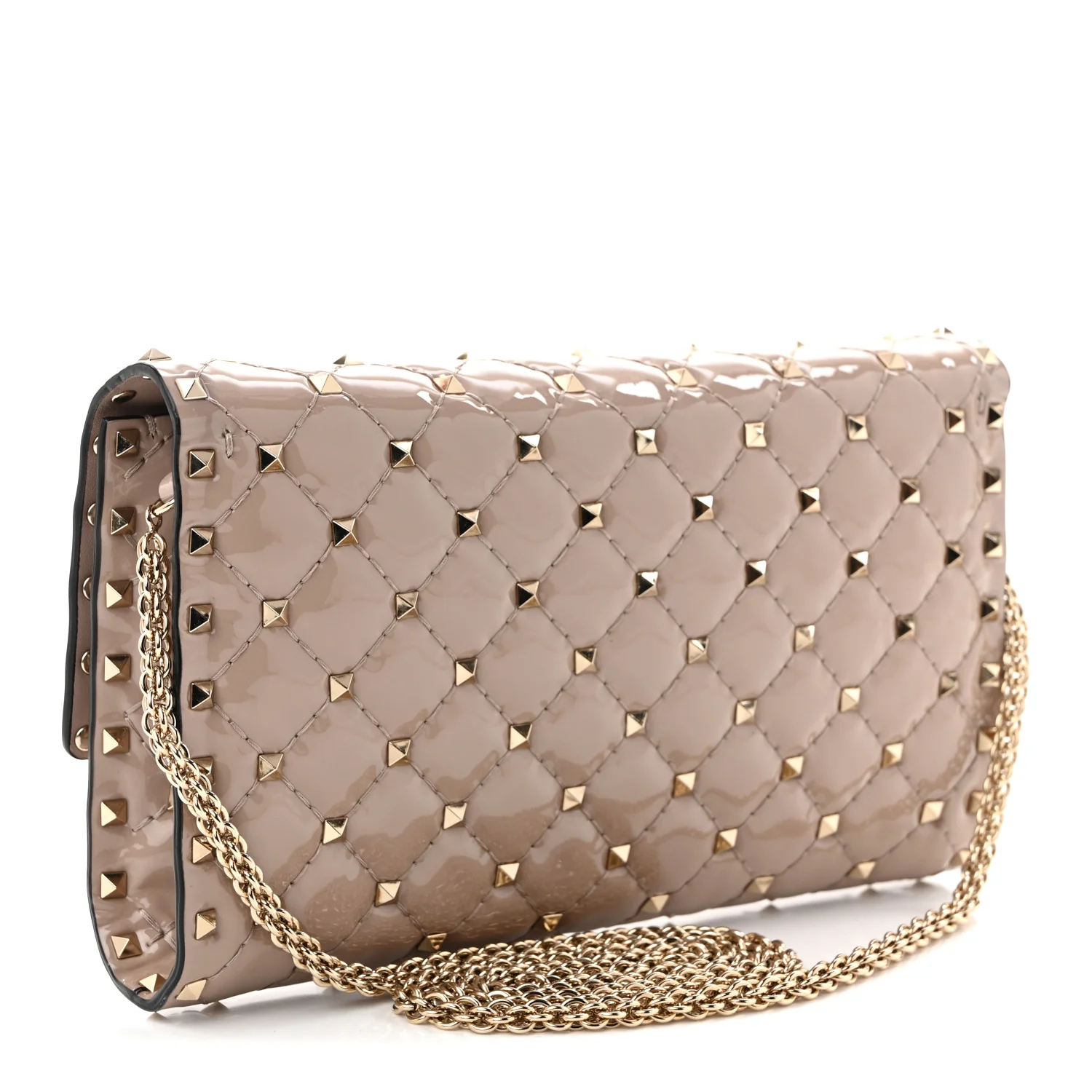 Patent Rockstud Spike Wallet on Chain Poudre - Top Club