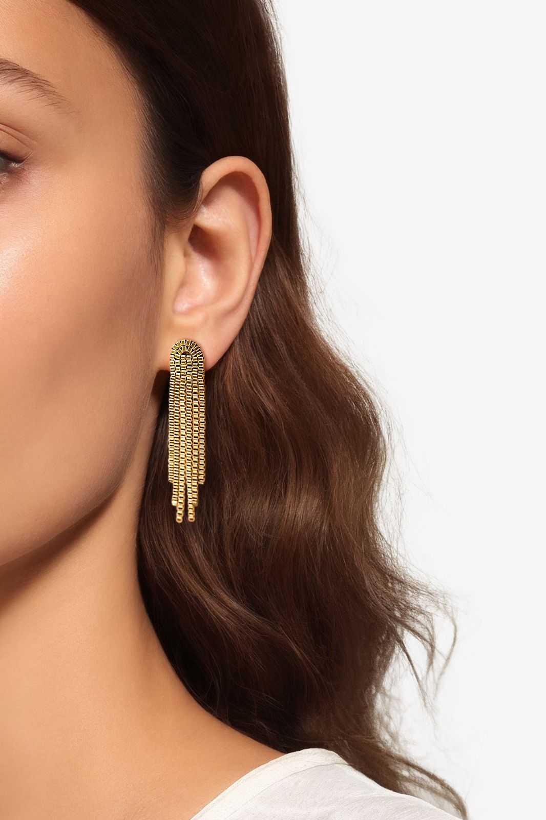 Gold plated lange schakel oorbellen