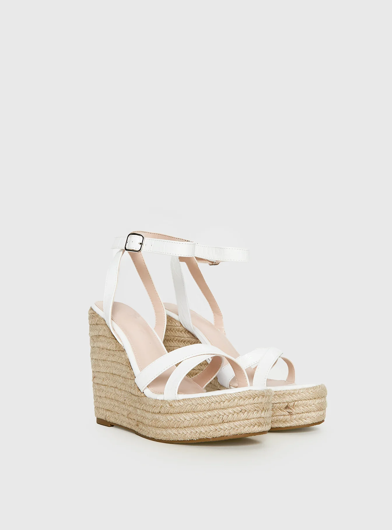Jesper Espadrille Wedged Heels White Croc