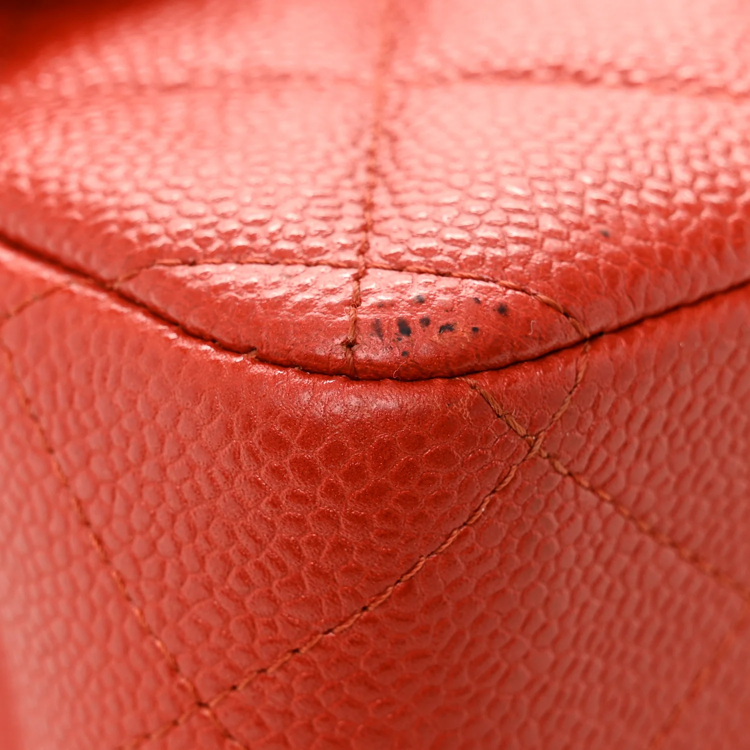 Pearly Caviar Quilted Jumbo Double Flap Orange - Top Club