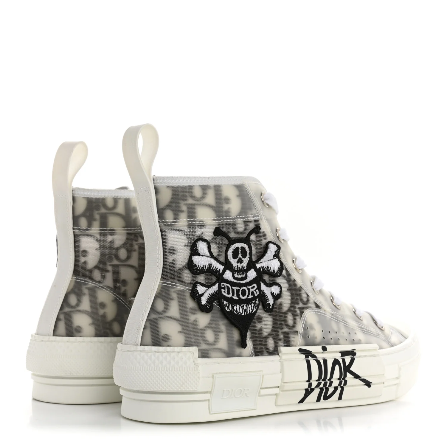 X SHAWN STUSSY Canvas Oblique Bee B23 High Top Sneakers 39 White Black - Top Club