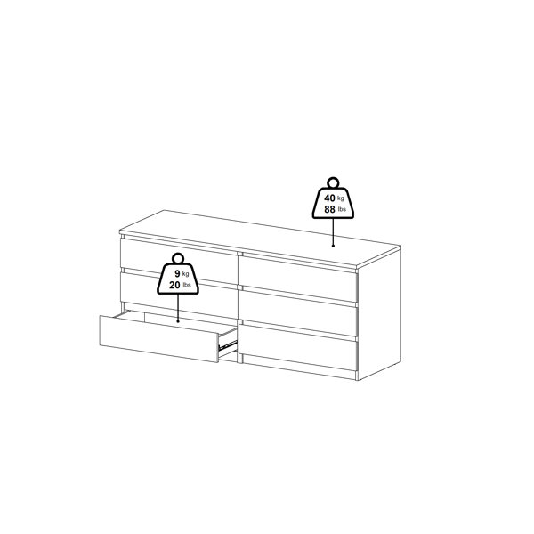 Kepner 6 Drawer 60.5" W Double Dresser