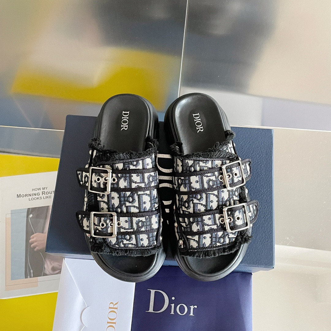 Dior  Fabric Stylish Casual Flip-flops Slide Sandal (Replica) - Sneaker Replica Workshop