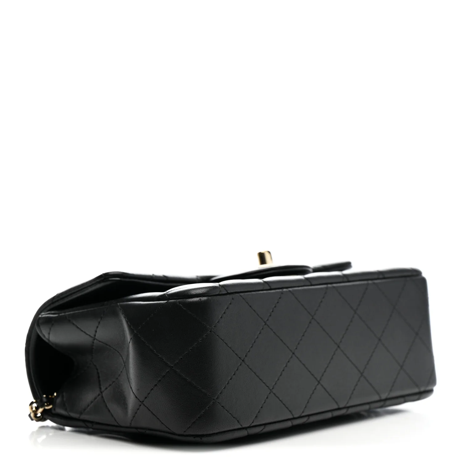 Lambskin Quilted Mini Top Handle Rectangular Flap Black - Top Club