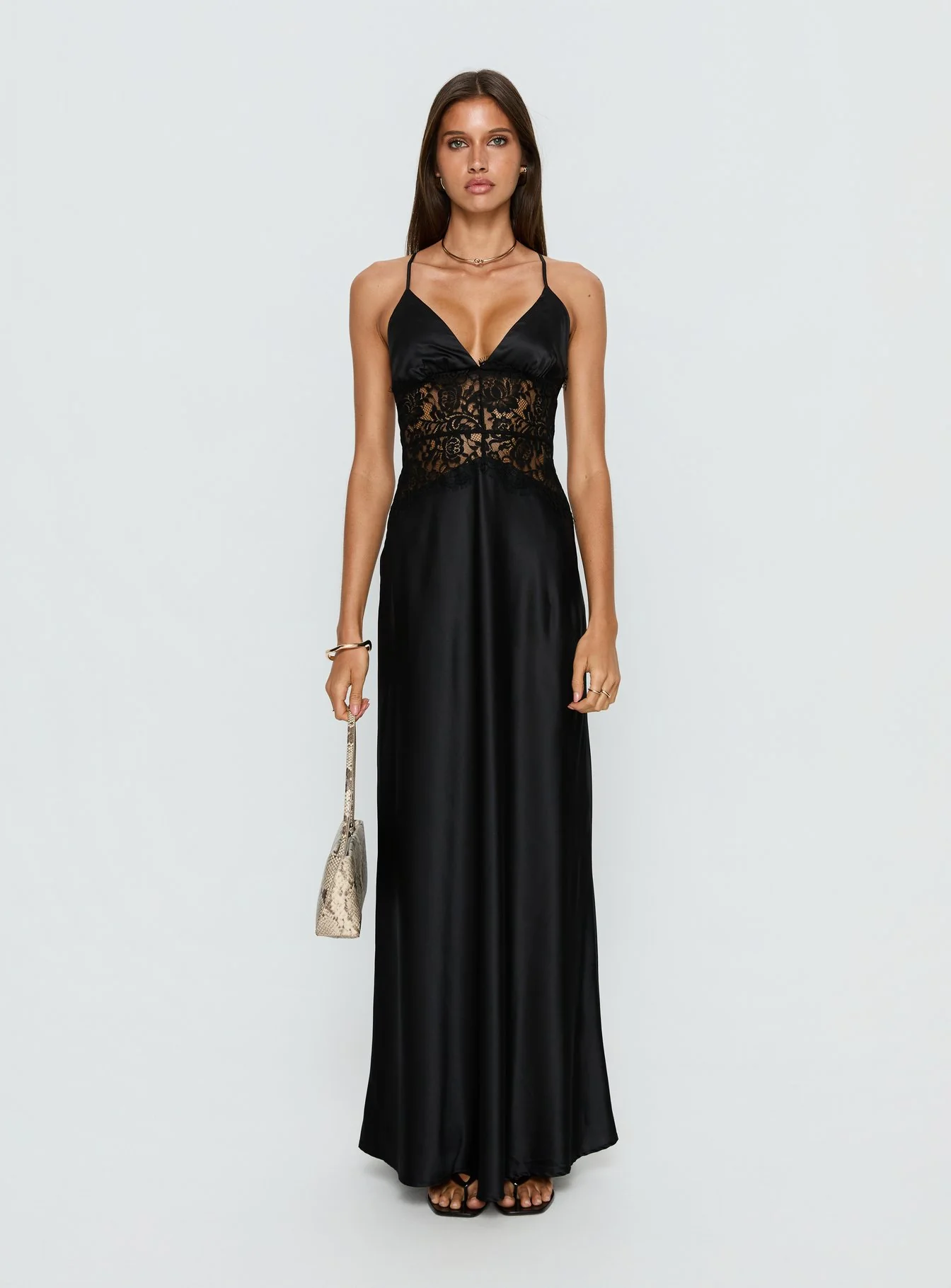 Klairee Lace Maxi Dress Black
