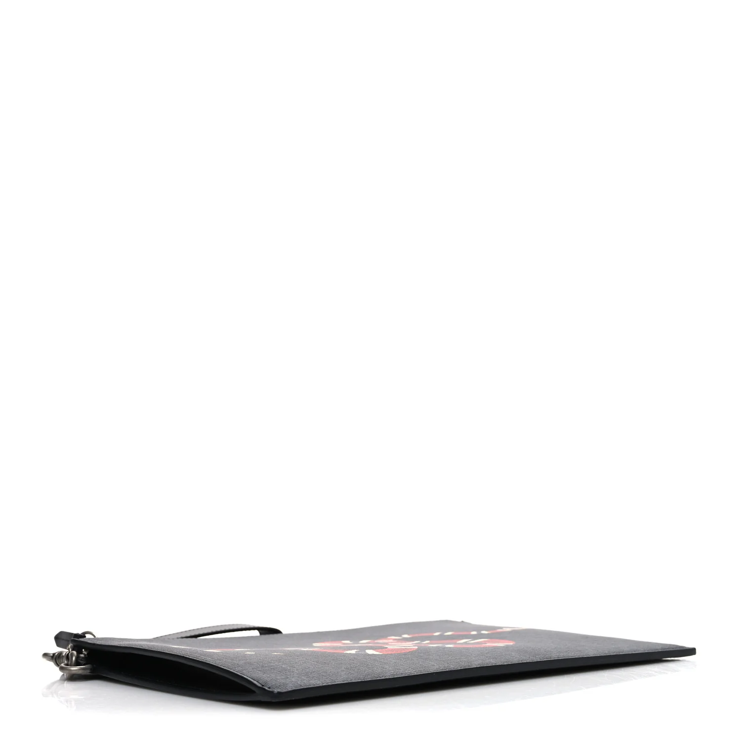 GG Supreme Monogram Kingsnake Zip Wristlet Pouch Black Grey - Top Club