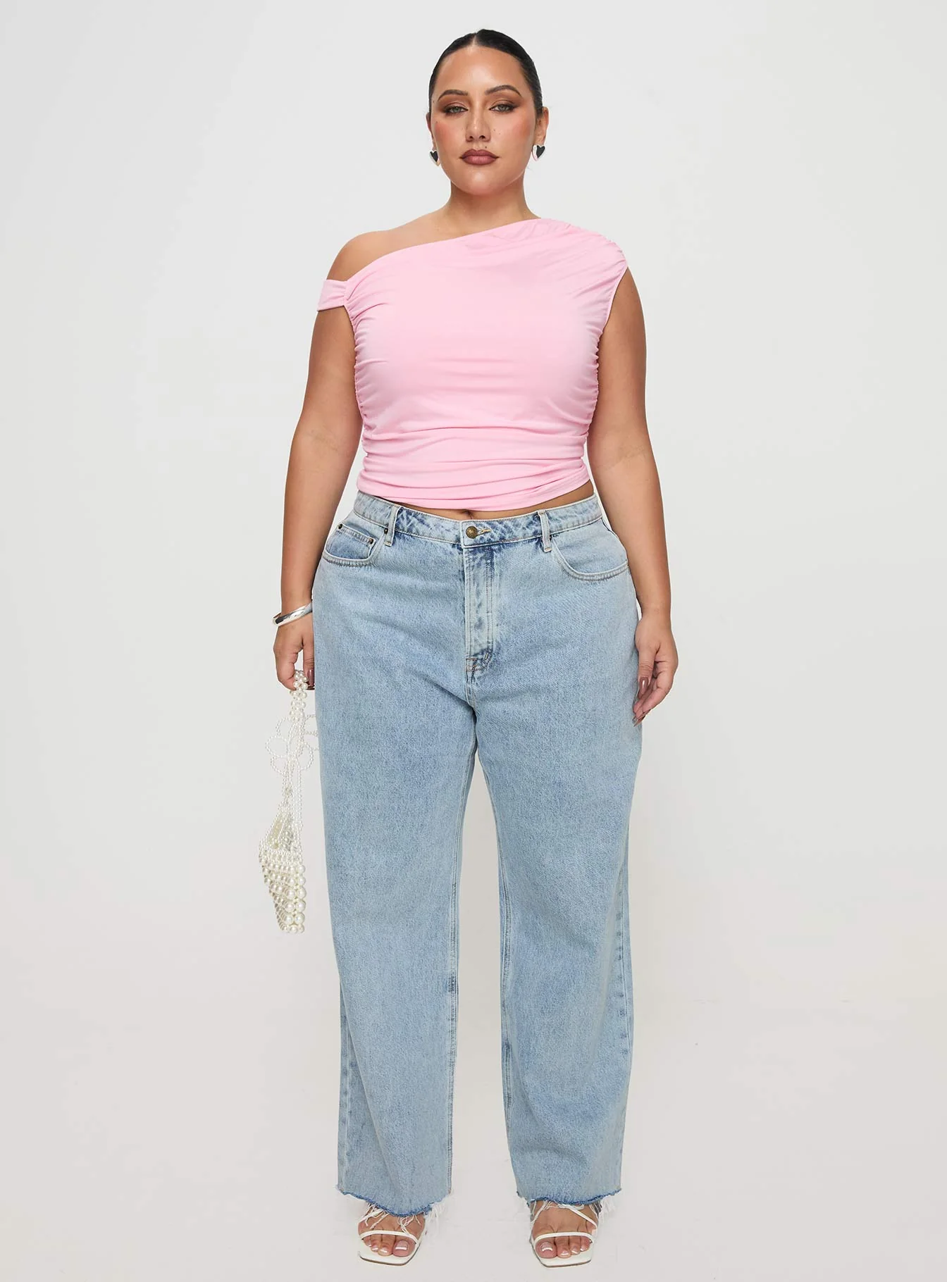 Fawcett High Rise Straight Leg Jeans Light Blue Wash Curve