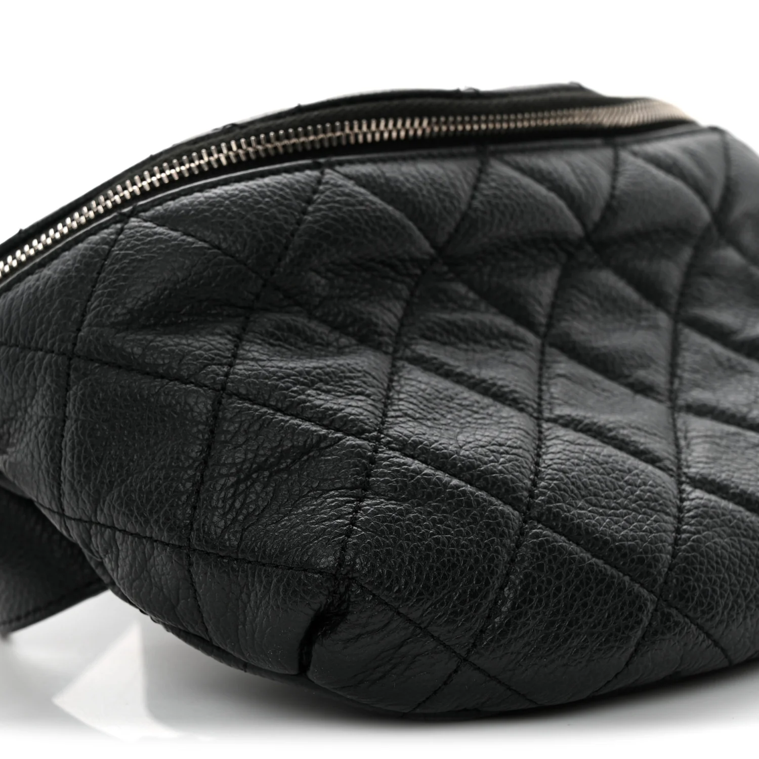 Grained Calfskin Quilted Waist Belt Bag Black - Top Club