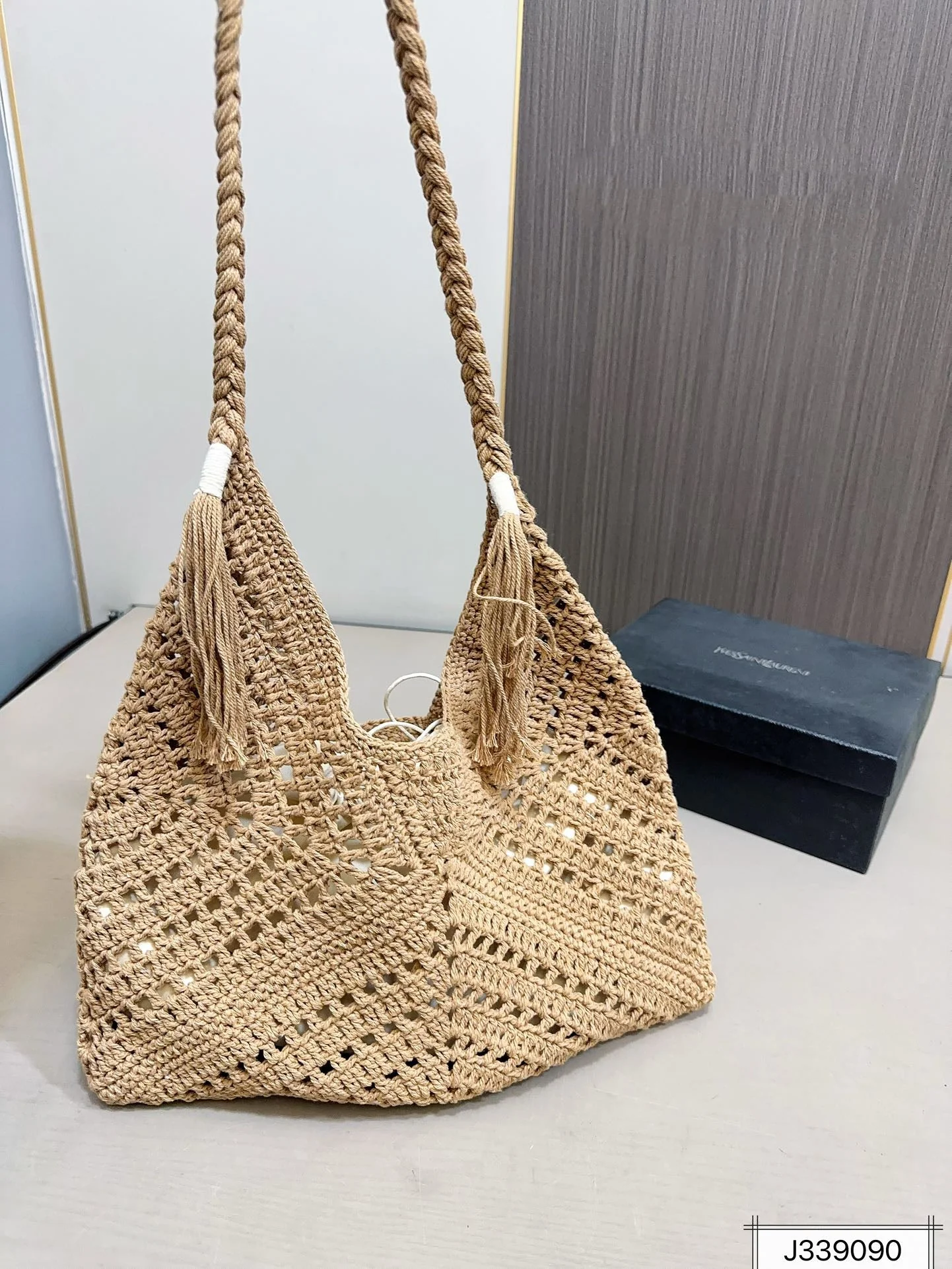 SAINT LAURENT YSL Raffia Tote Bag Beach Casual 37x22cm - Top Club