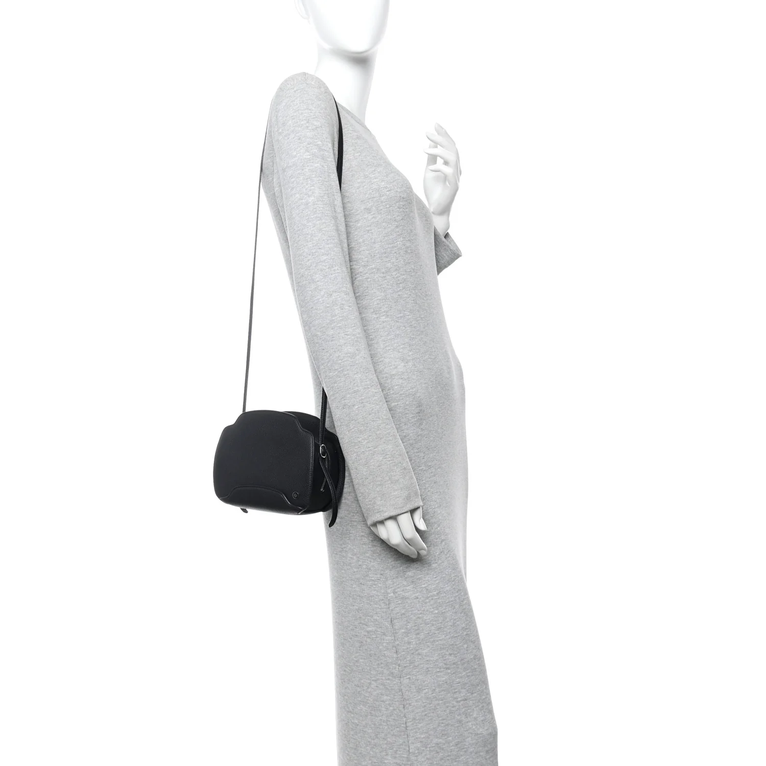 Grained Calfskin Sesia Crossbody Black - Top Club