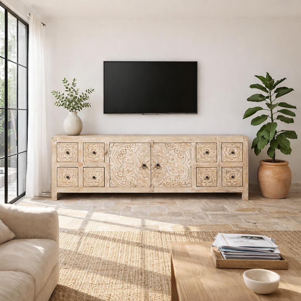 Ambalika - Handgesneden Mangohouten Dressoir