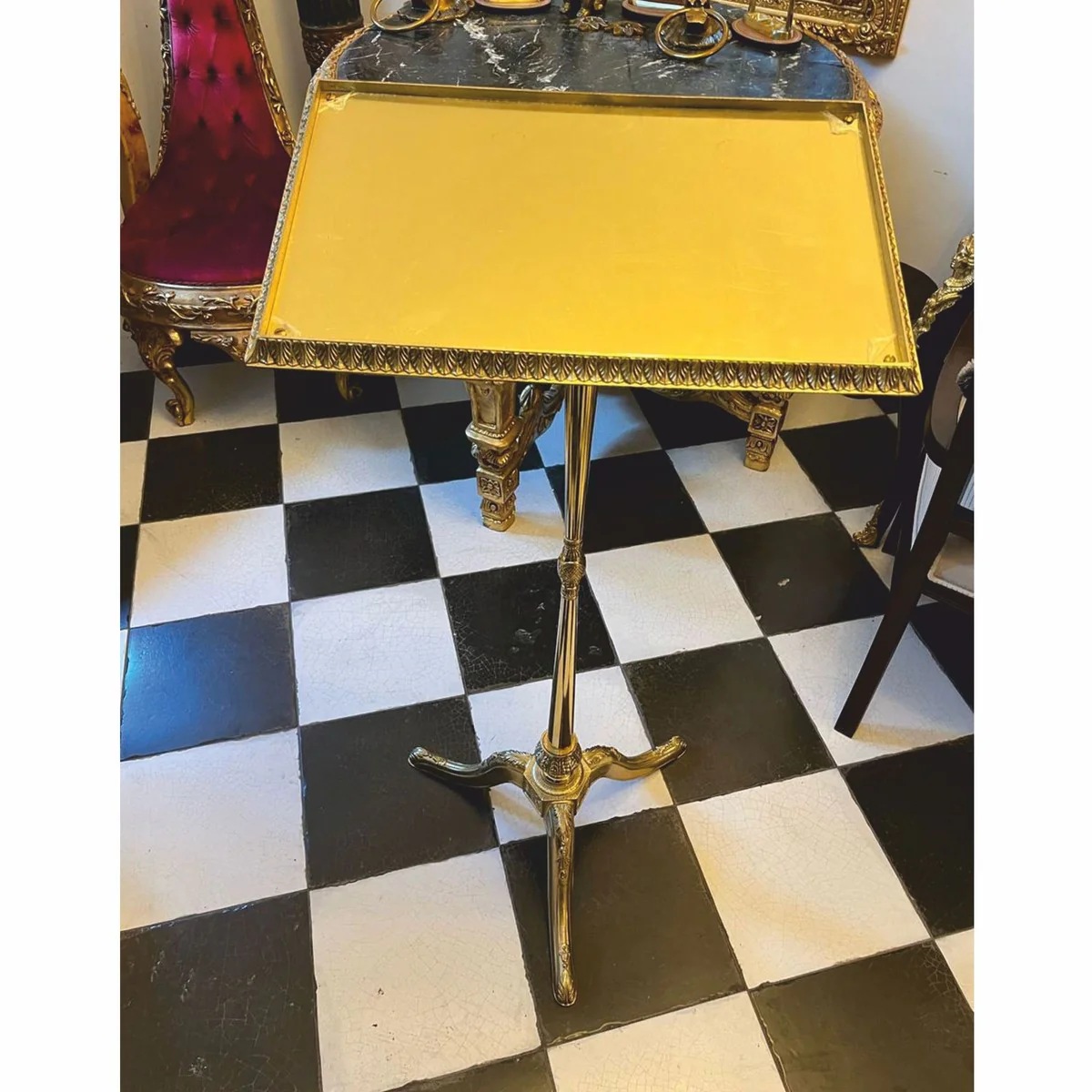 Luxury Baroque brass music stand H. 120 cm - Made in Italy