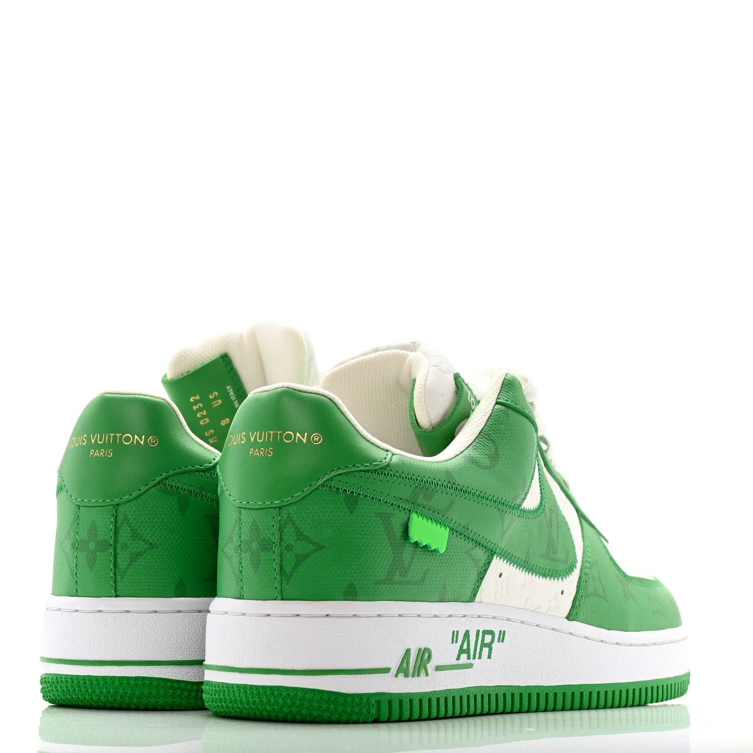 X NIKE AIR FORCE 1 Calfskin Monogram Mens Low Top Sneakers 8 Green - Top Club