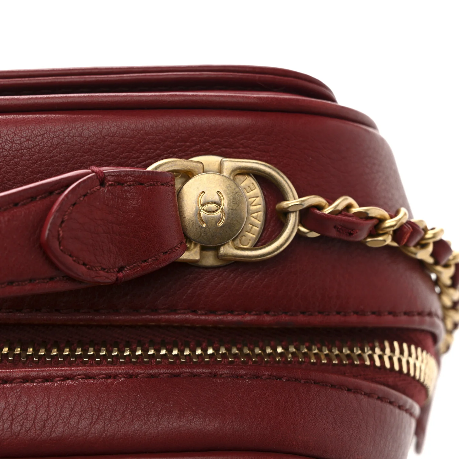 Calfskin Quilted CC Small Vanity Case Dark Red - Top Club
