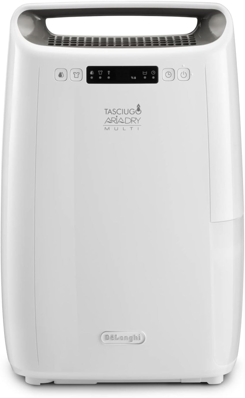 Tasciugo AriaDry Multi Deumidificatore DEXD214RF, Deumidificatore Portatile con Filtrazione a 3 Azioni, Funzione Asciugatura, Umidificazione 14L/Giorno, R290, Serbatoio Removibile, Bianco