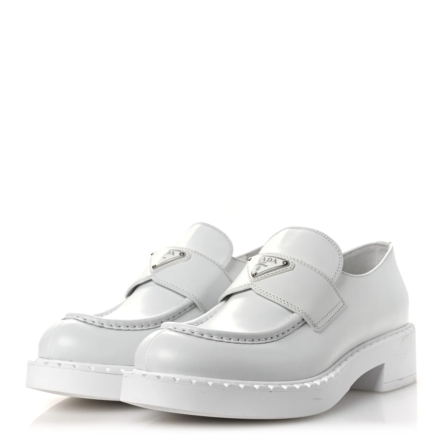 Spazzolato Triangle 50mm Loafers 41 White - Top Club