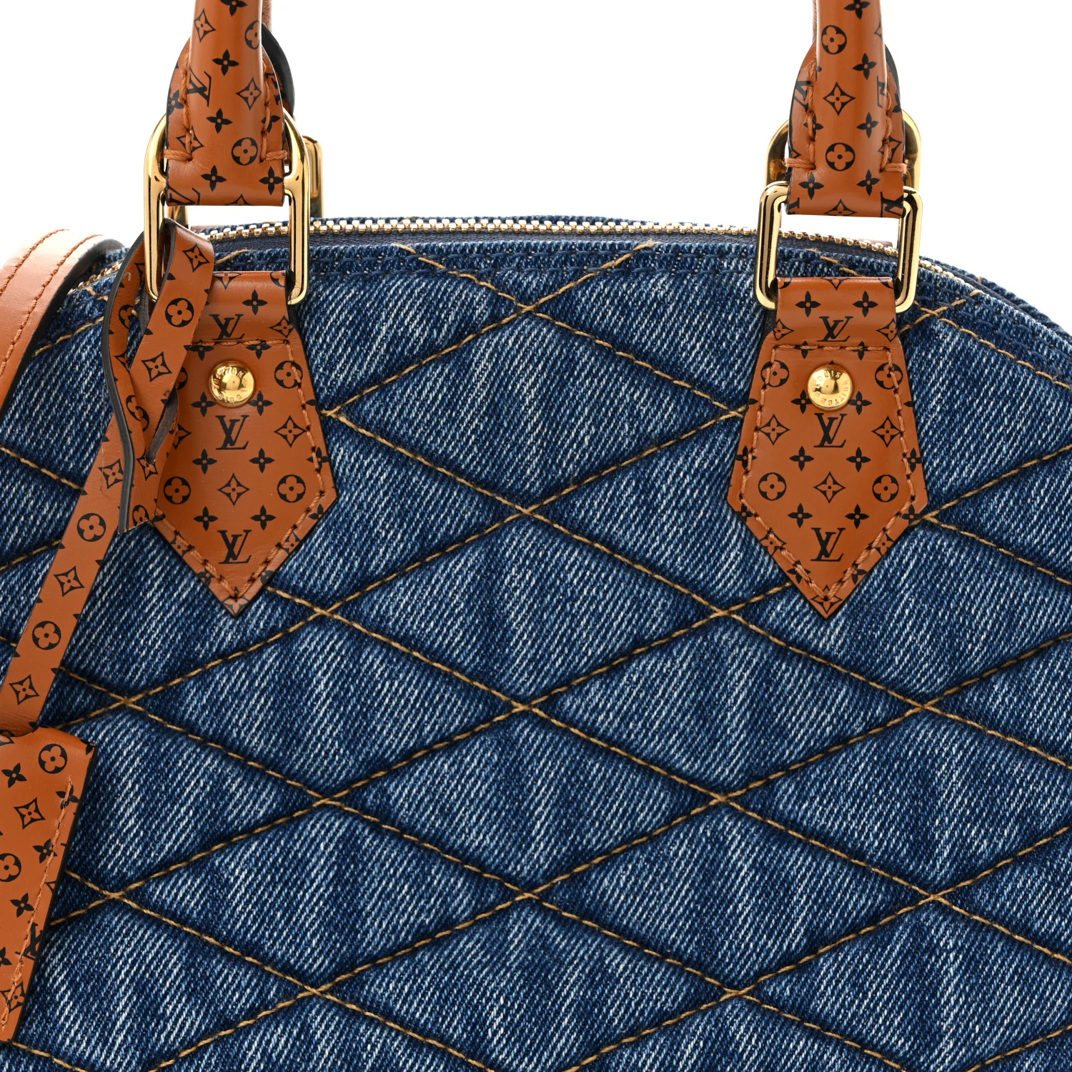 Denim Calfskin Reverse Monogram Malletage Alma BB Blue - Top Club