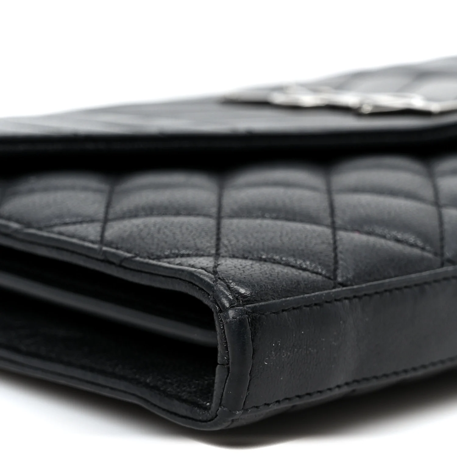 Sheepskin Tri-Quilt Monogram Envelope Chain Wallet Black - Top Club
