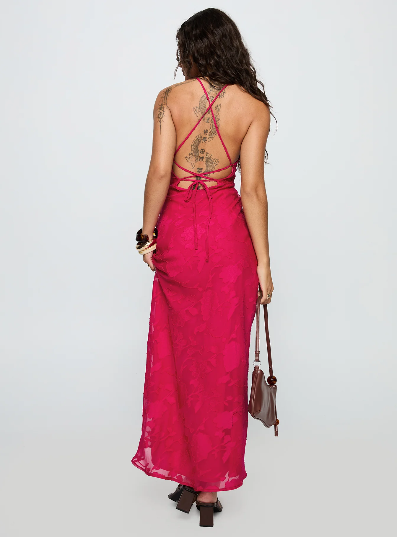 Magnetic Halter Maxi Dress Hot Pink