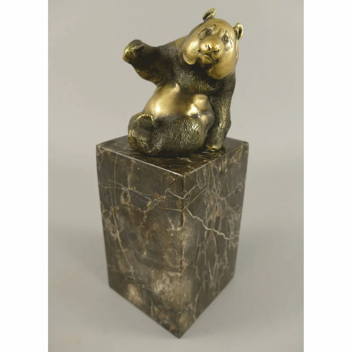 Bronze sculpture panda bear gold / black H. 21 cm - bronze figure