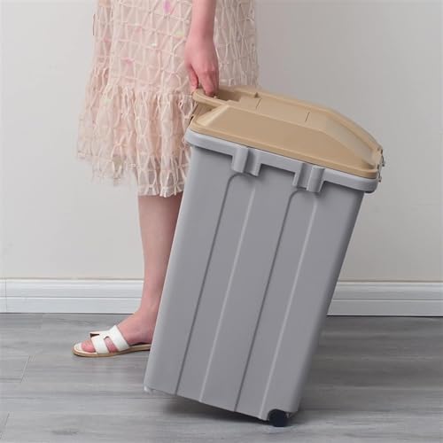 Outdoor Trash Can Outdoor Waste Bins with Cover Large-Capacity Classified Garbage Can with 2 Wheels Trash Bins Commercial Outdoor Waste Bins, Light brown