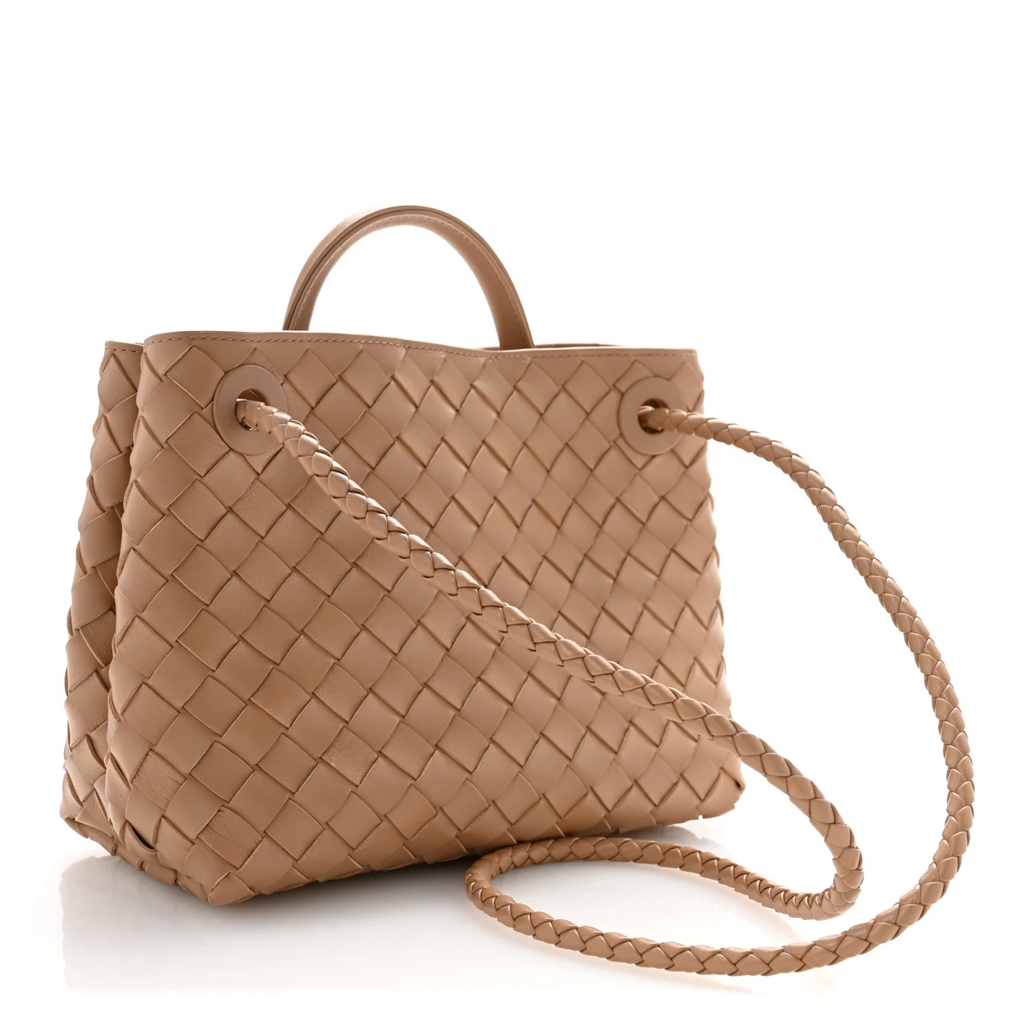 Nappa Intrecciato Small Andiamo Shoulder Bag Biscuit - Top Club