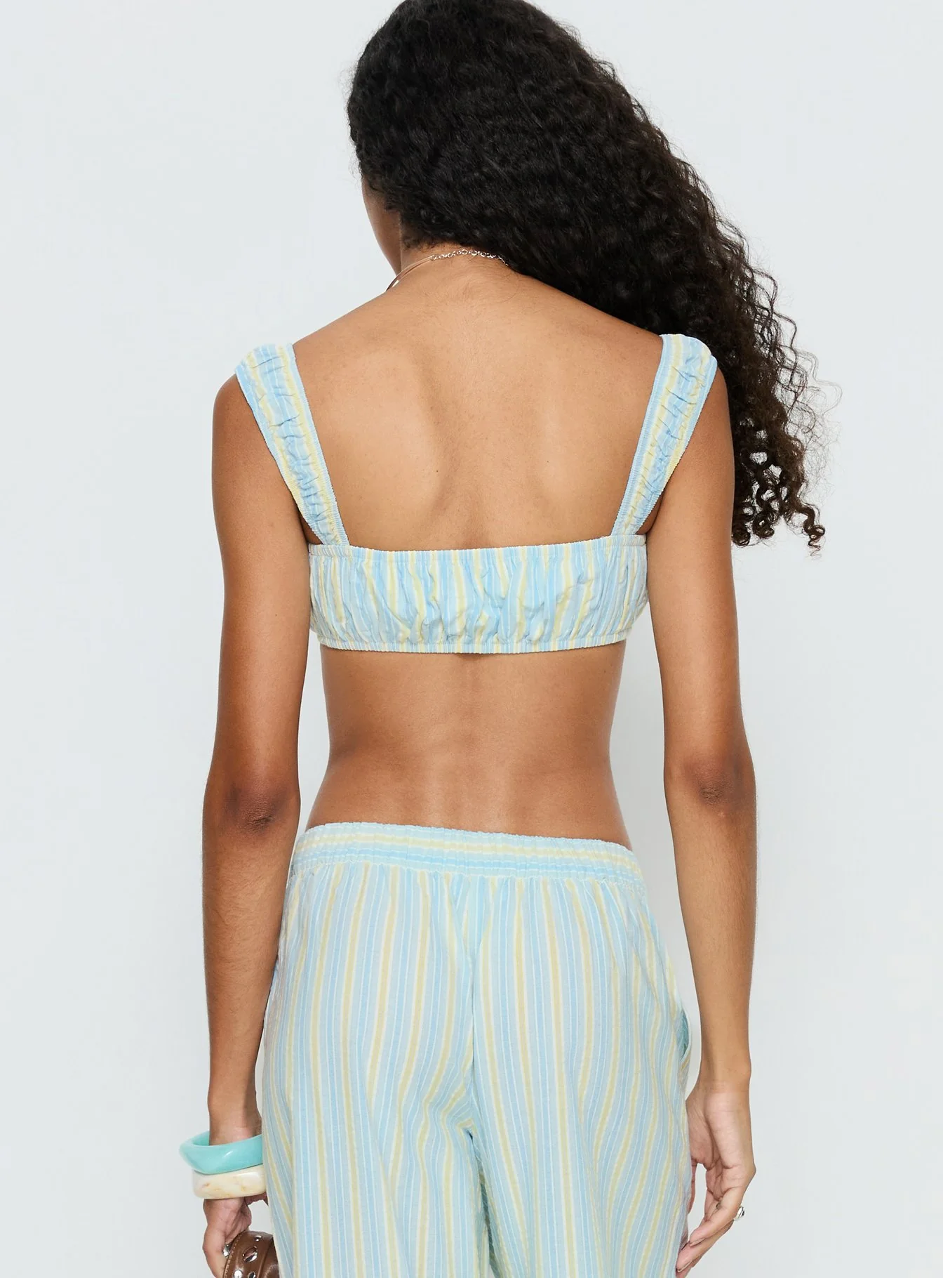 Talyssa Micro Crop Top Blue Stripe