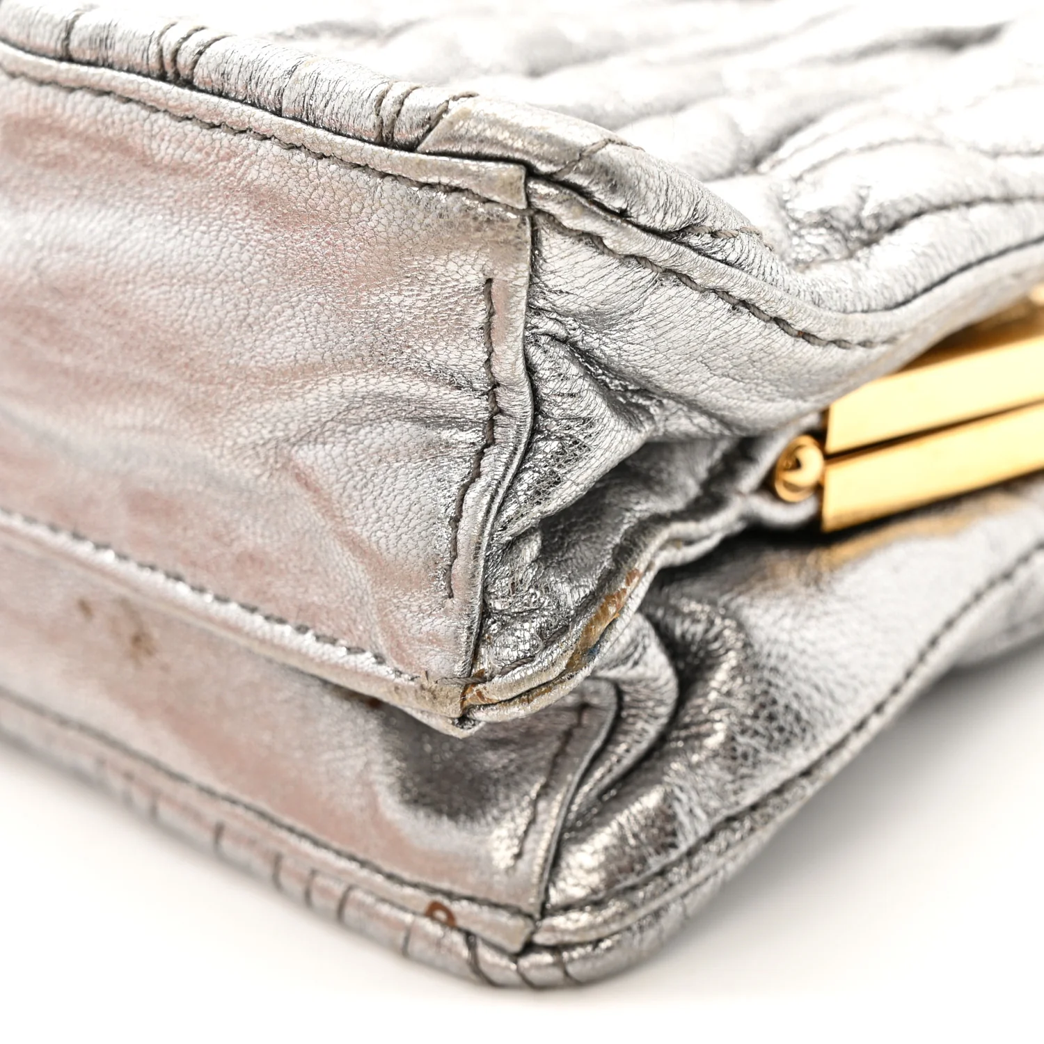 Metallic Matelasse Lux Mini Crossbody Tote Cromo - Top Club