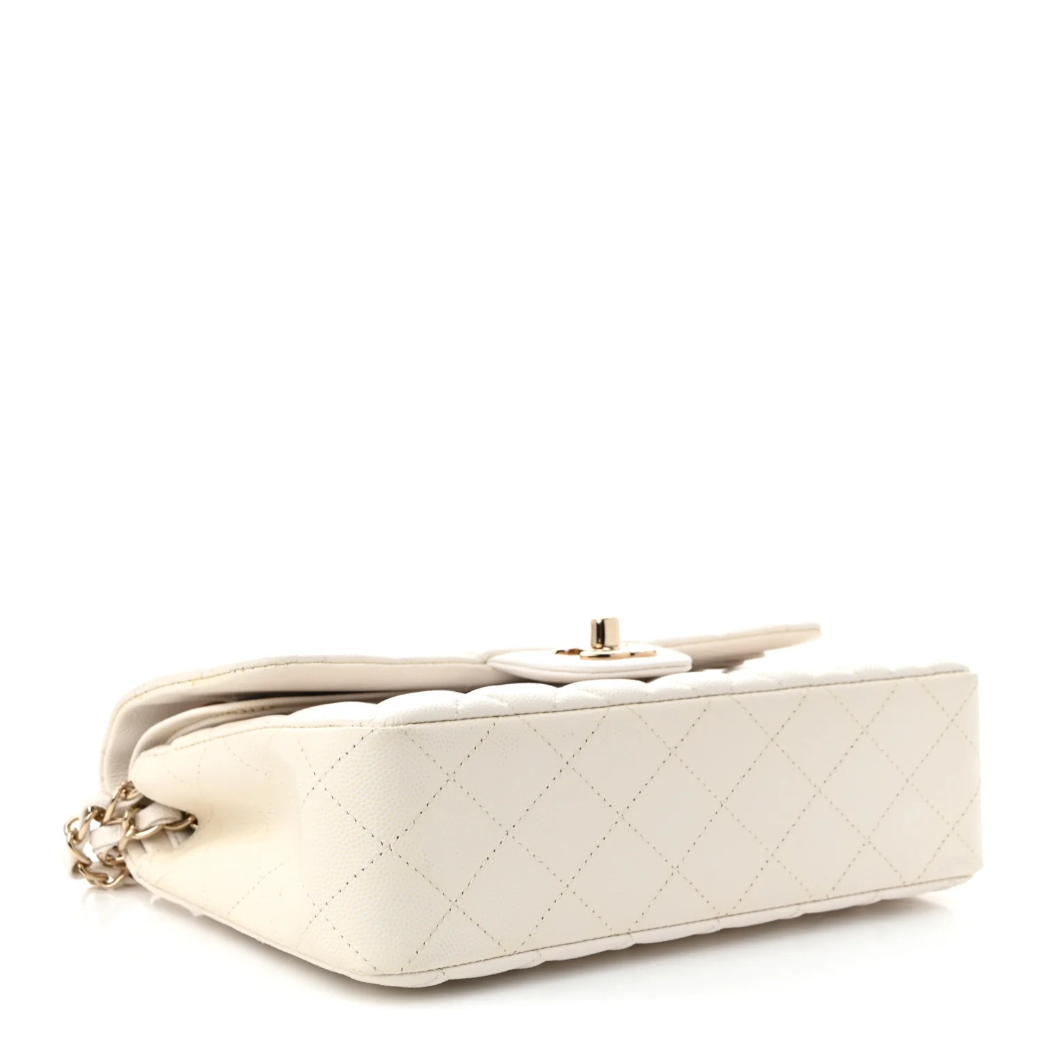 Caviar Quilted Small Double Flap White - Top Club