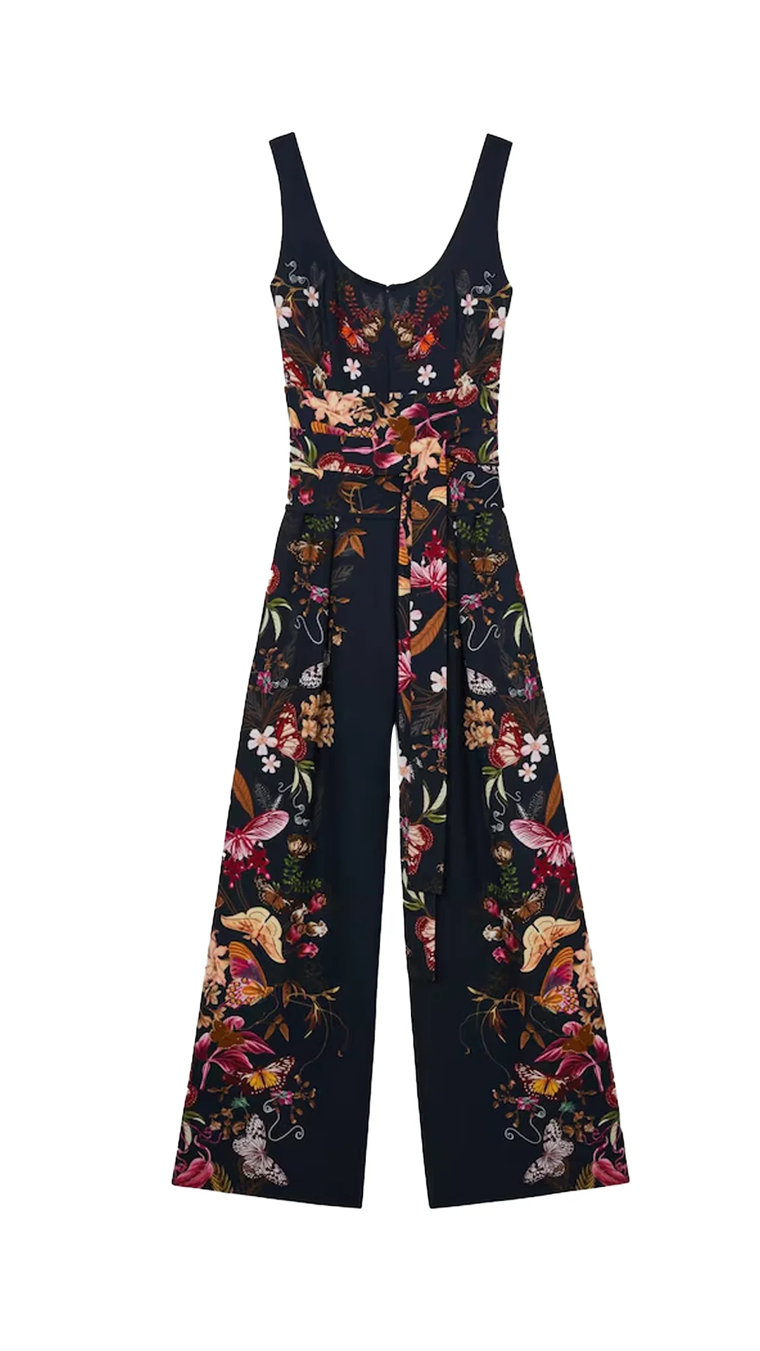 Defined Waist Slimming - Black Butterfly Print Wrinkle-Resistant Wide-Leg Jumpsuit - Nordfashionstorm - Women's Clothing, Fashion for You - Nordfashionstorm.com