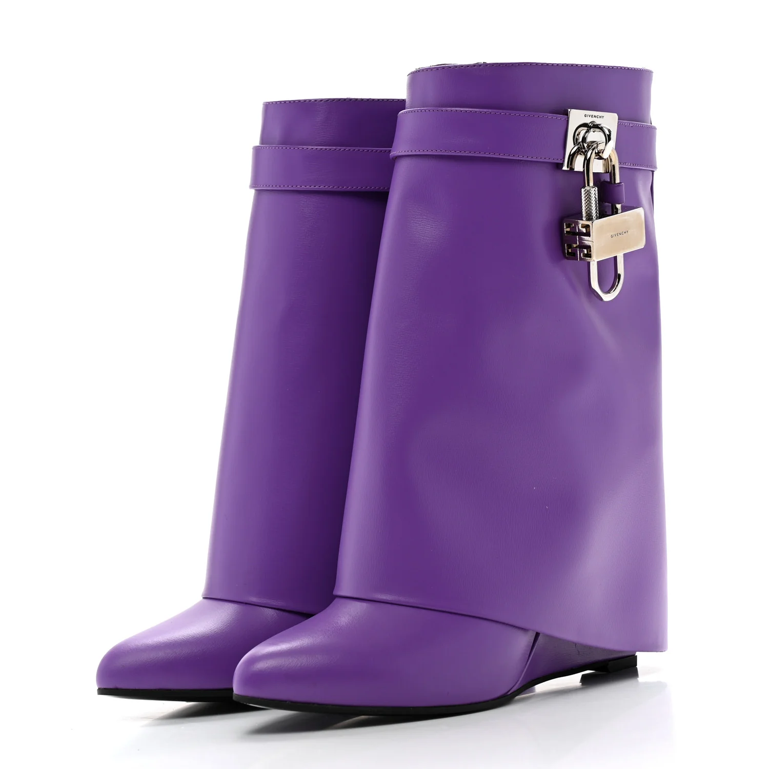 Calfskin Shark Lock Ankle Boots 38 Ultraviolet - Top Club