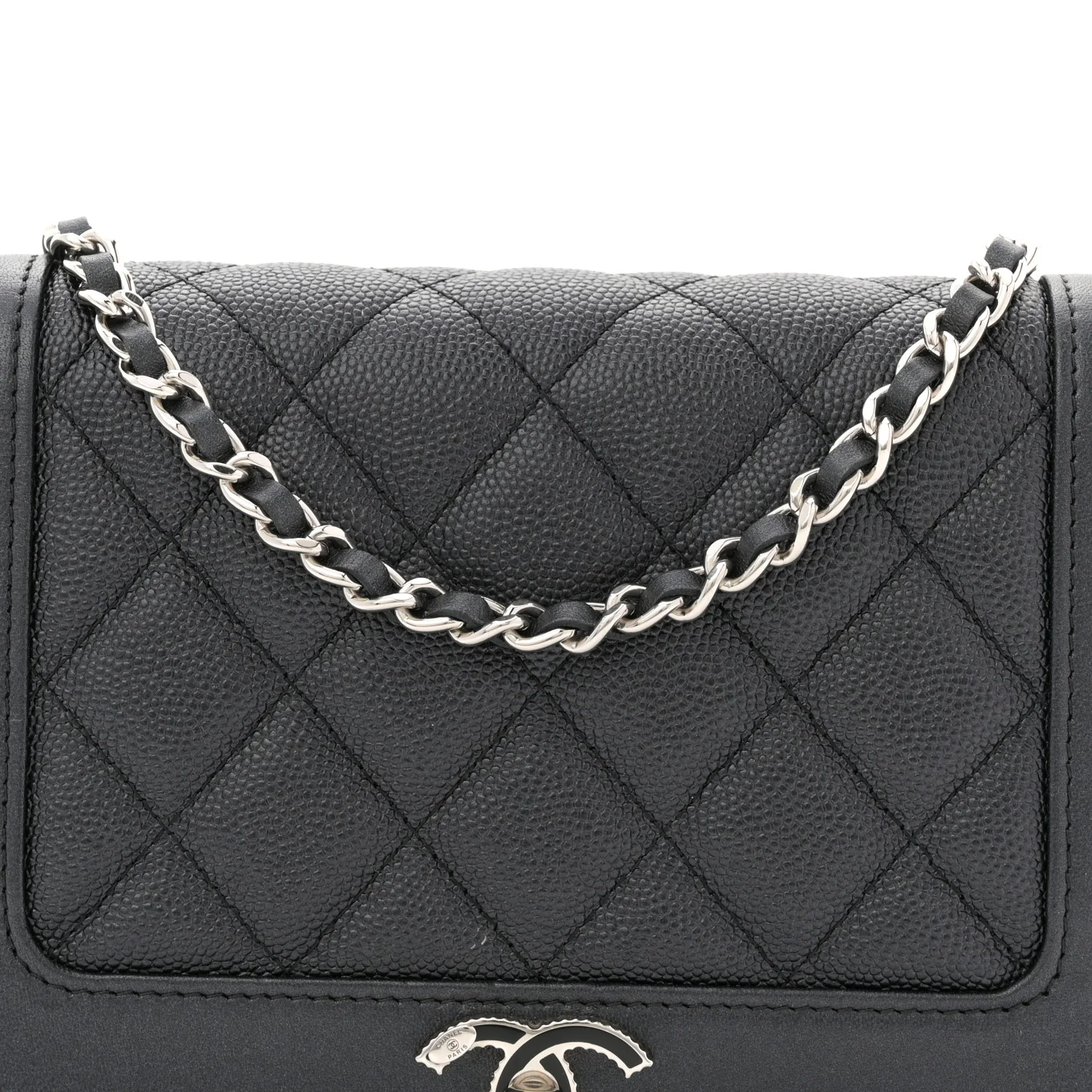 Caviar Quilted Vintage Mademoiselle Wallet On Chain WOC Black - Top Club