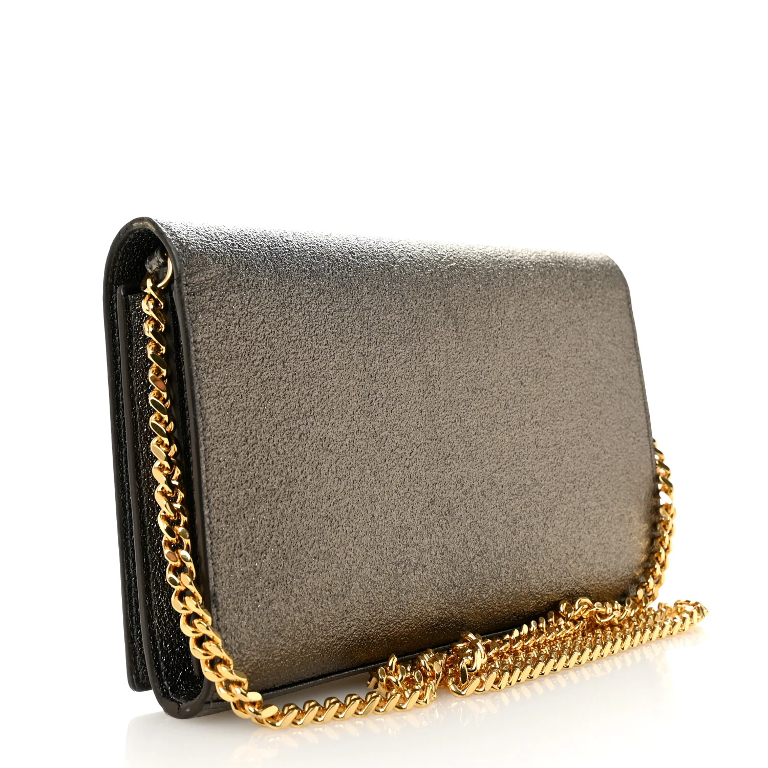 Grained Metallic Calfskin Monogram Chain Wallet Bronze - Top Club