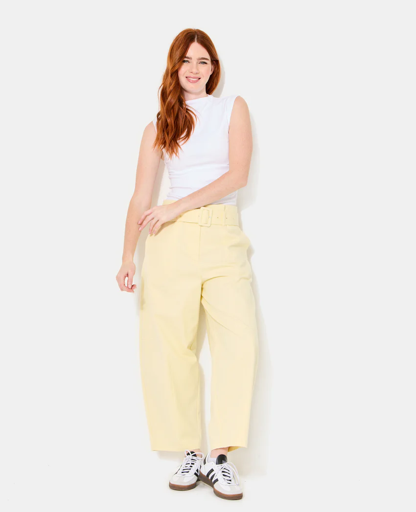 Pimkie Pantalon barrel taille haute avec ceinture