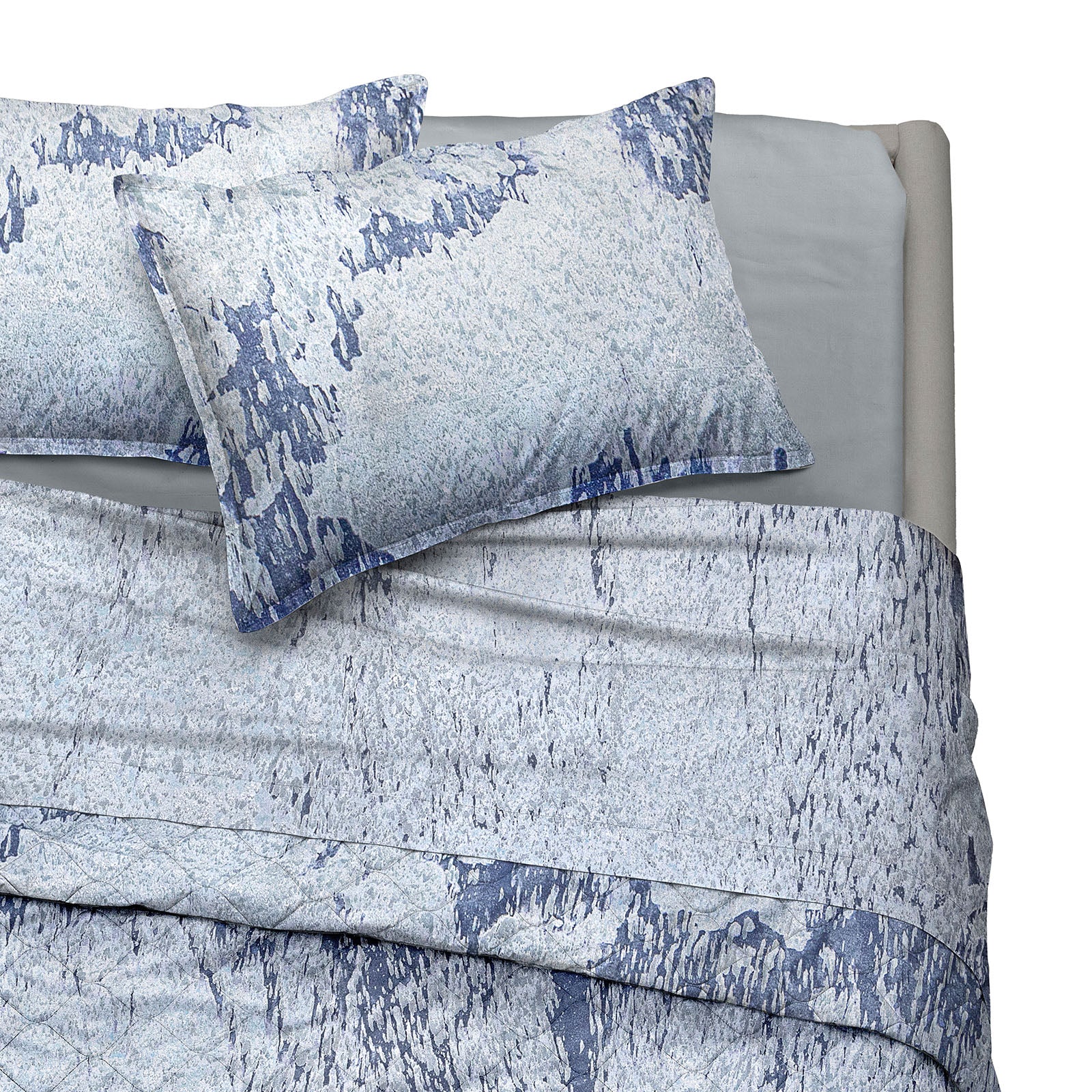Copriletto Trapuntato In Cotone Acid Rain Matrimoniale Blue Grey Diesel