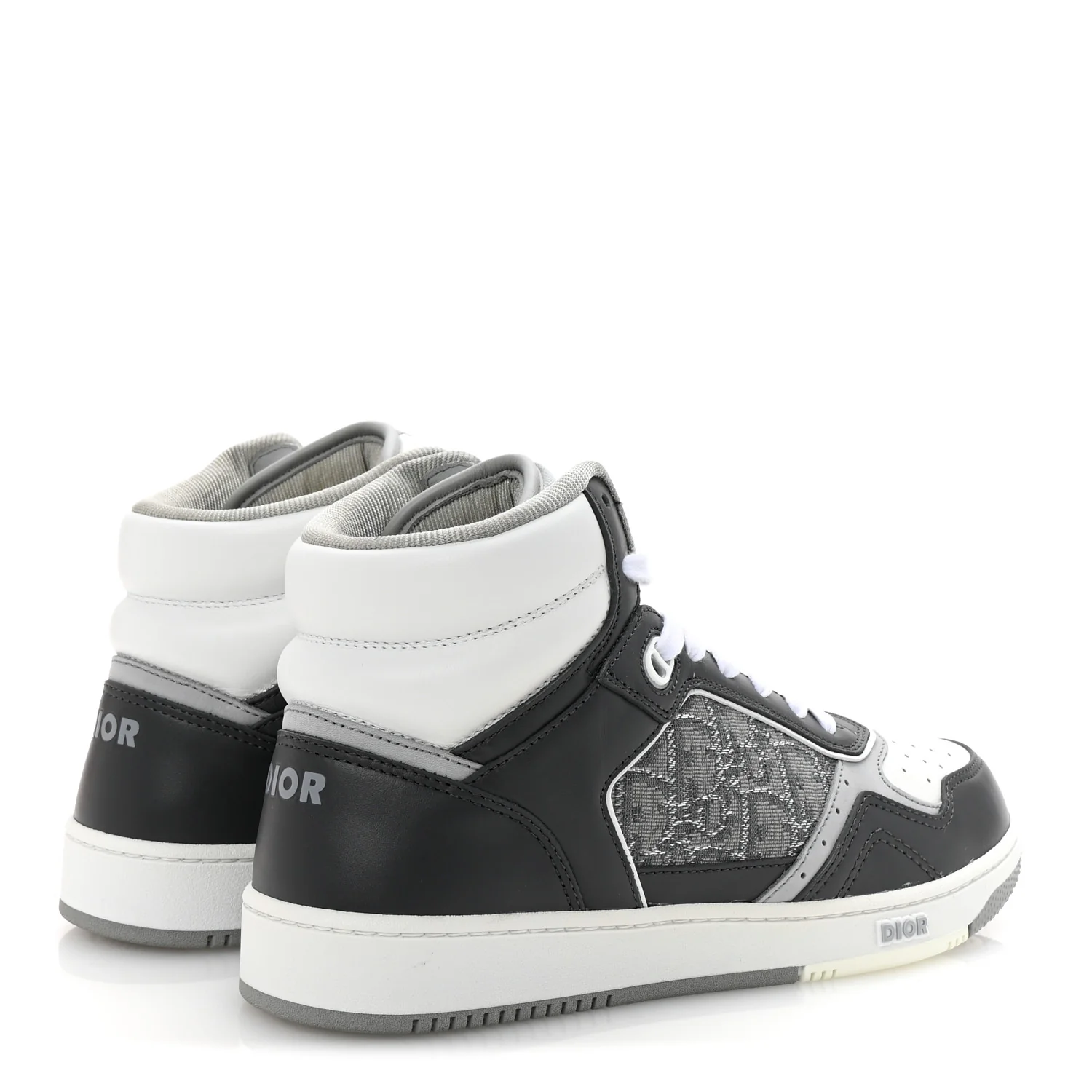 Smooth Calfskin Jacquard Oblique Mens B27 High Top Sneakers 40 Grey - Top Club