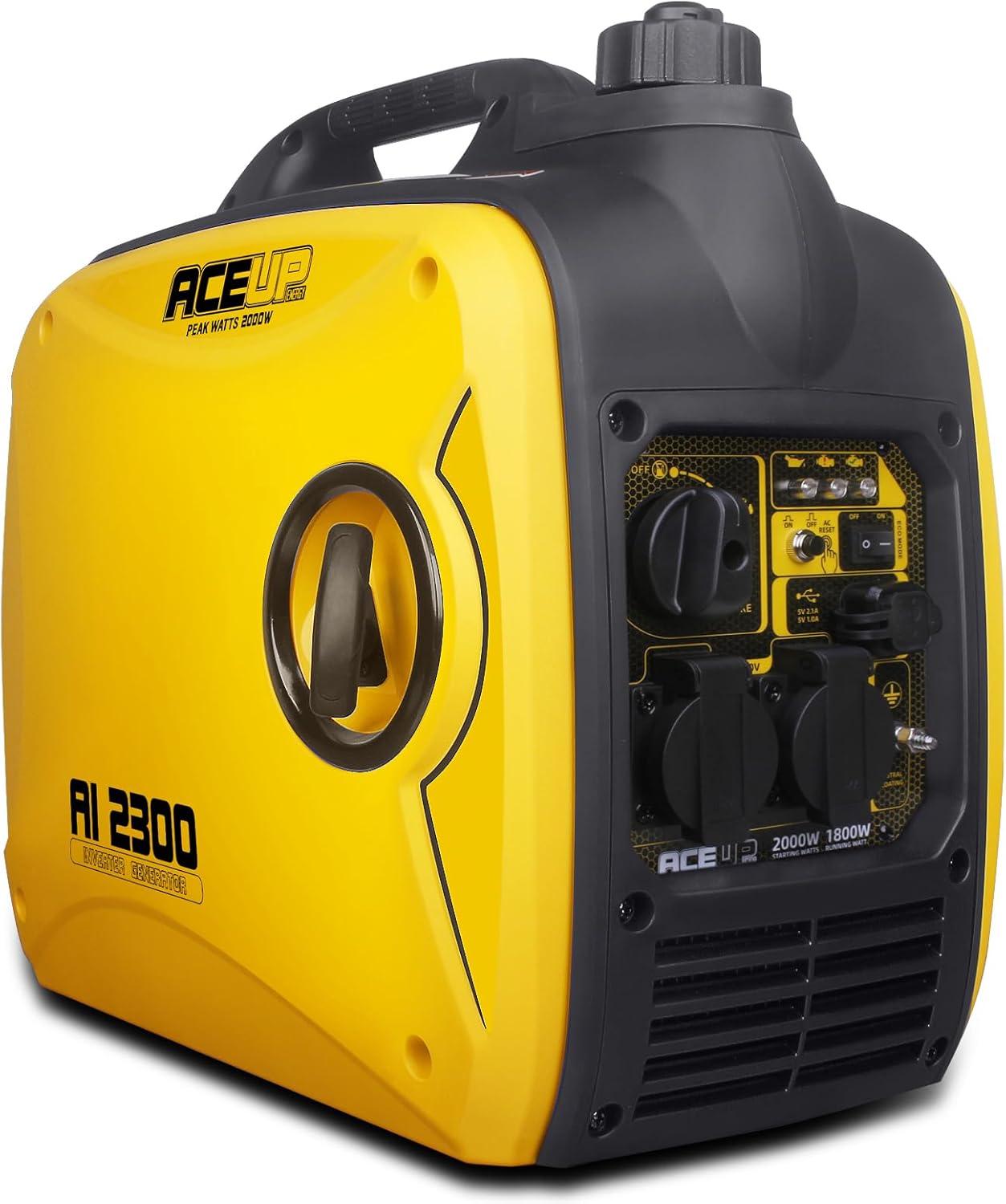Aceup Energy Generatore di Corrente Inverter 2000 Watt Portatile Silenzioso Generatore a Benzina Elettrico Emergenza con Prese USB e due prese da 230V per uso Domestico Campeggio