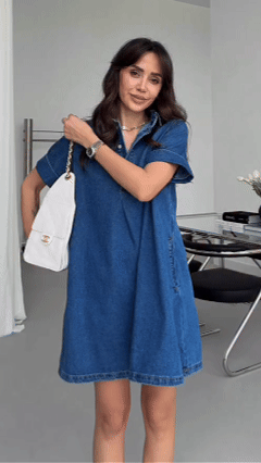Women's Collared Short-Sleeve Denim Loose-Fitting Mini Dress - Nordfashionstorm - Women's Clothing, Fashion for You - Nordfashionstorm.com