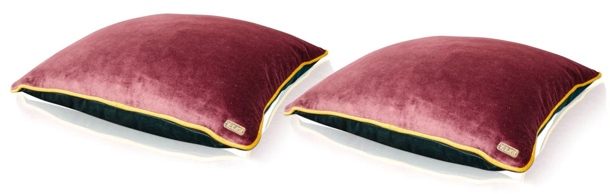 Living room decorative cushions set of 2 purple / turquoise / yellow 50 x 50 cm - luxury collection