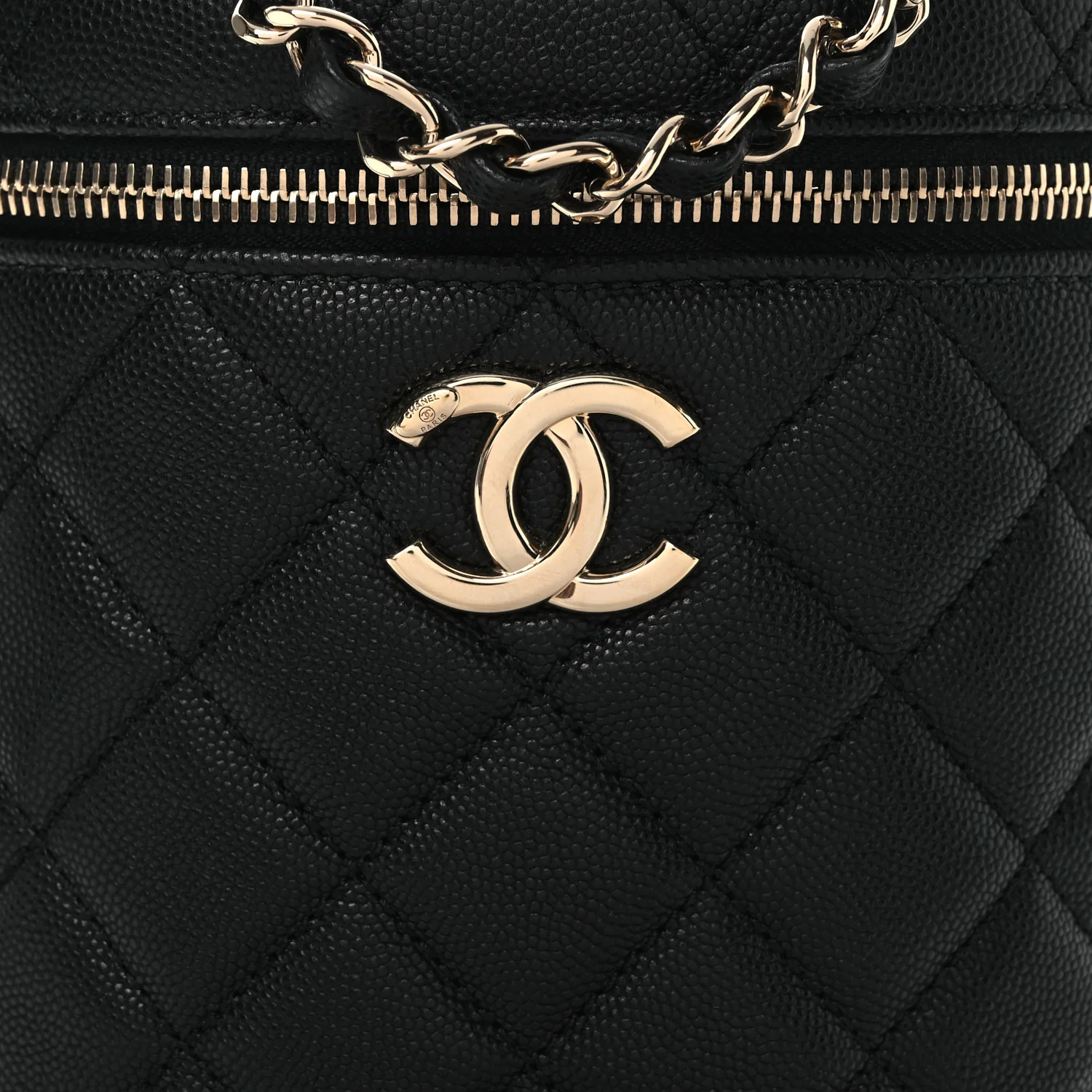 Caviar Quilted Top Handle Vanity Case Black - Top Club