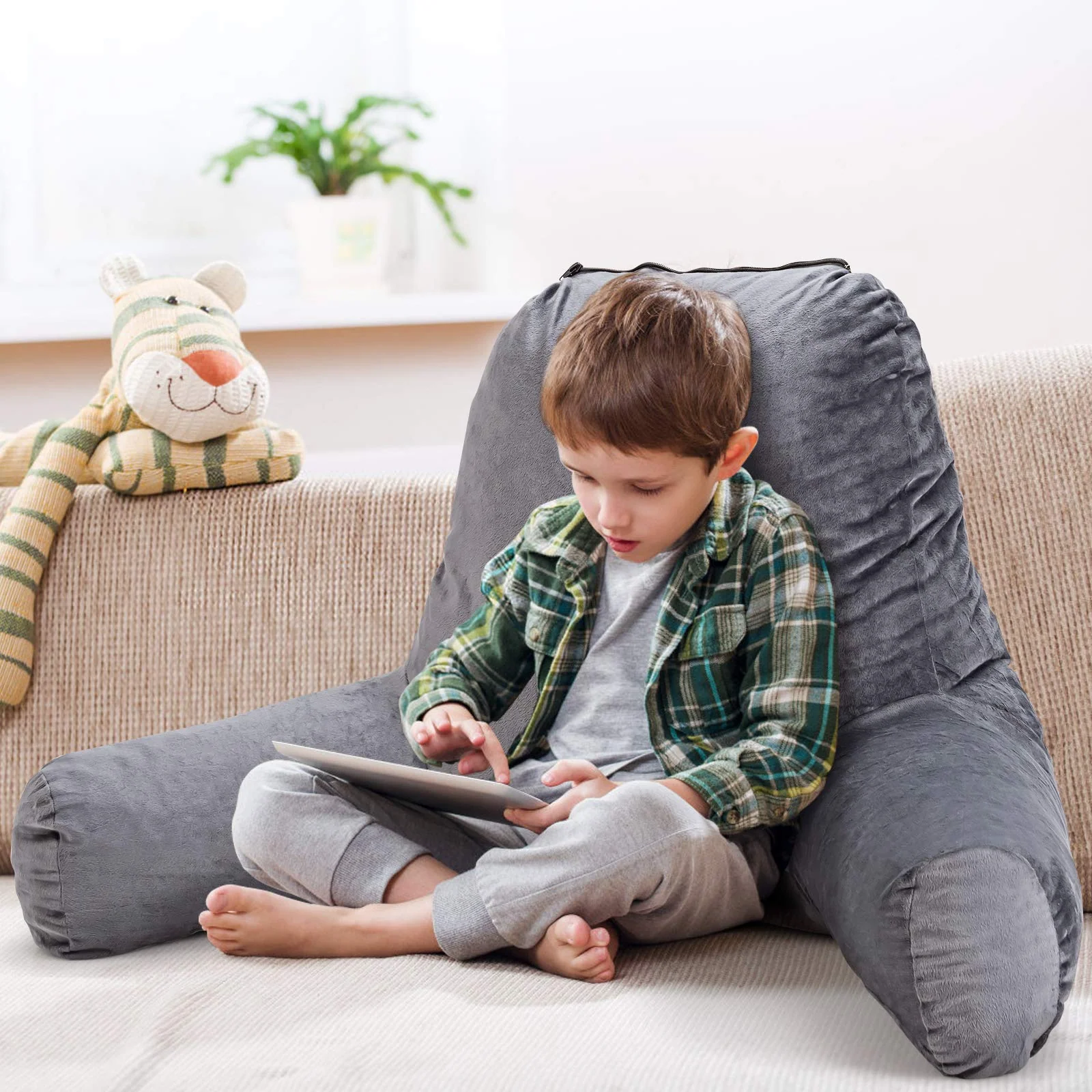 BEFOUNDLOVELY Reading Bed Rest Wedge Pillow Shredded Memory Foam Backrest Lounge Cushion