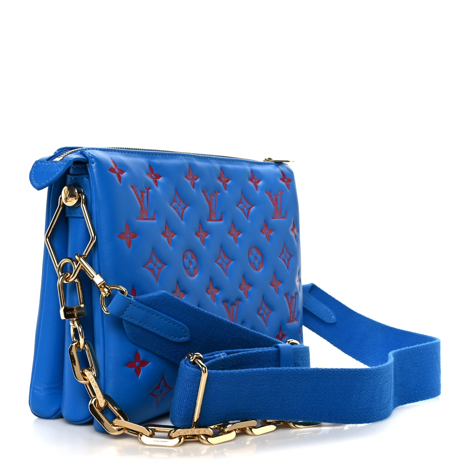 Lambskin Embossed Monogram Vuittamins Coussin PM Blue Red - Top Club