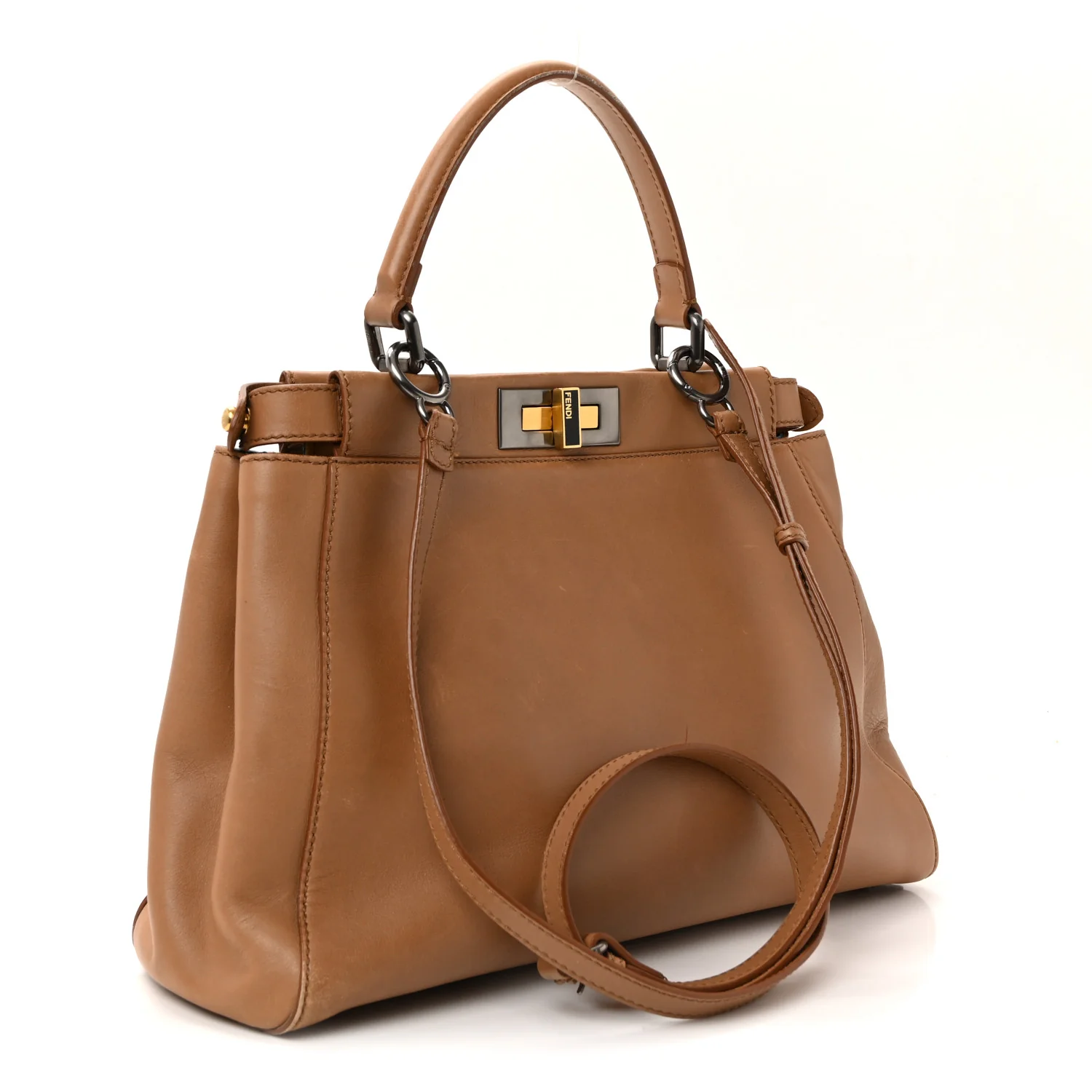 Vitello Seta Shiny Nappa Elaphe Medium Peekaboo Iconic Satchel Latte Blue - Top Club